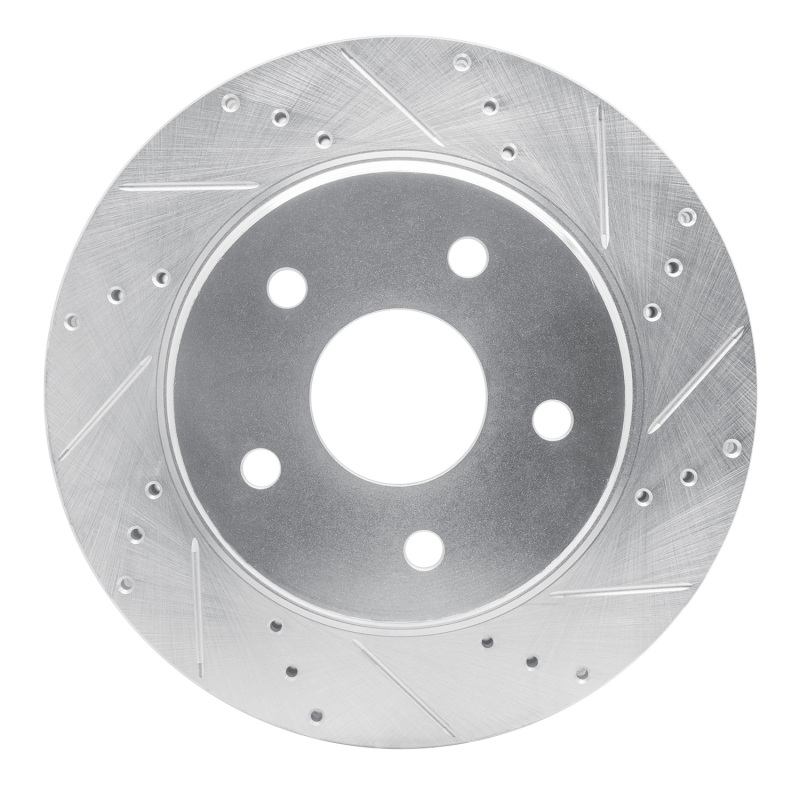 Jeep J8 Brake Rotor (1) - Front Right - R1 Concepts - Drilled & Slotted - Silver - `08-`12